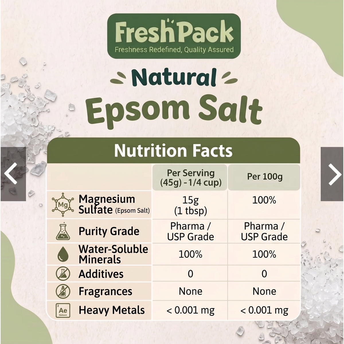 Epsom Salt (Magnesium Sulphate) 500gm
